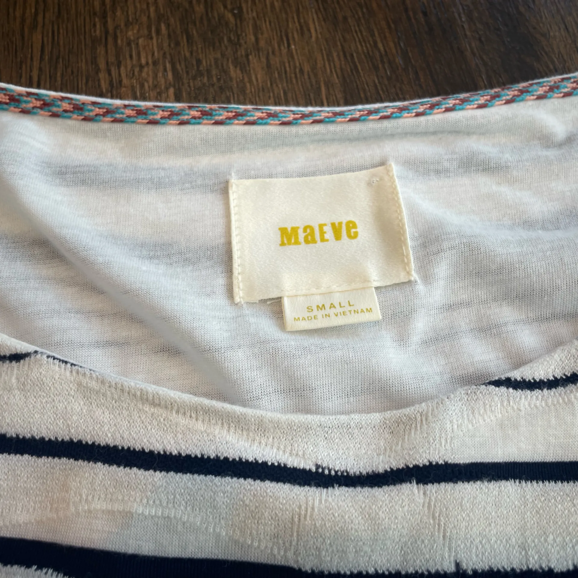 Anthropologie Maeve Abstract Stripe Dress navy and white - Small - Image 7