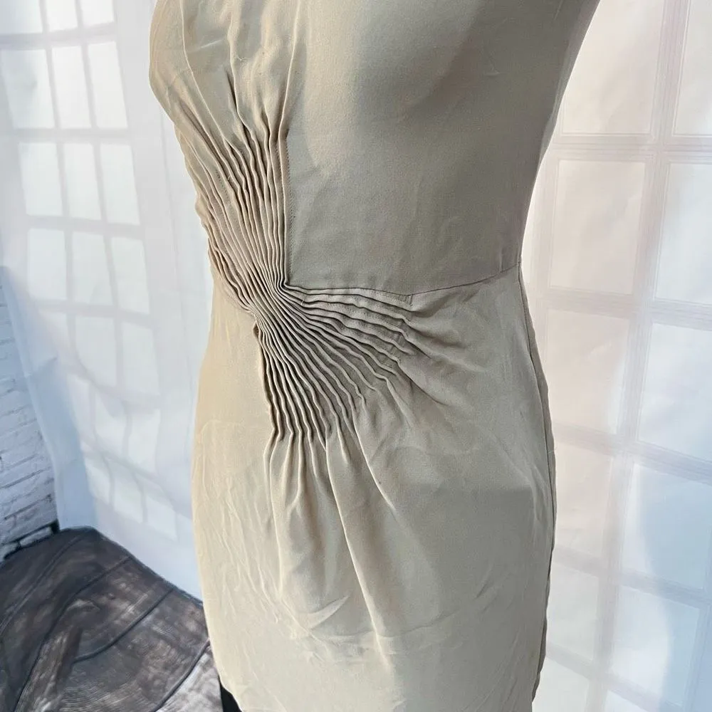 Diane Von Furstenberg Kayley Silk Cinched Accent Tan Black Sheath Dress Sz 0 - Image 4