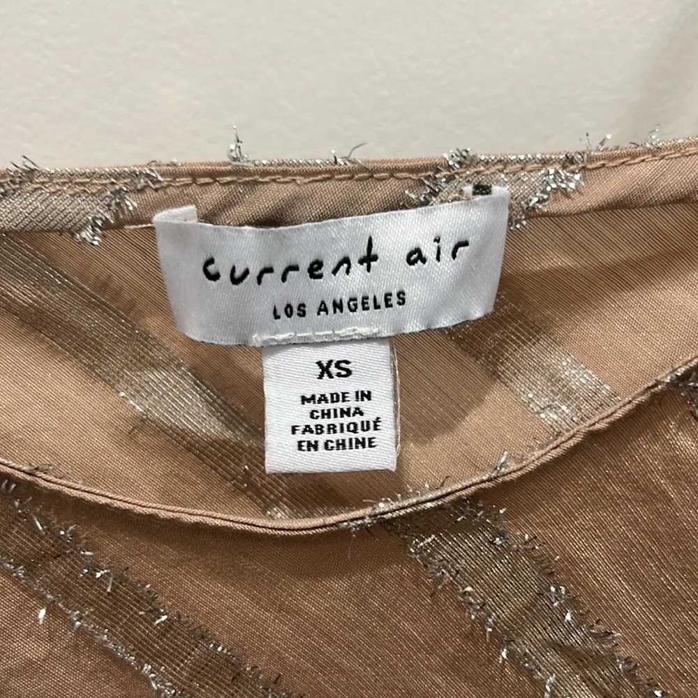 Current Air Mauve Spaghetti Strap Tank Silver Metallic Stripes Sz XS - Image 3