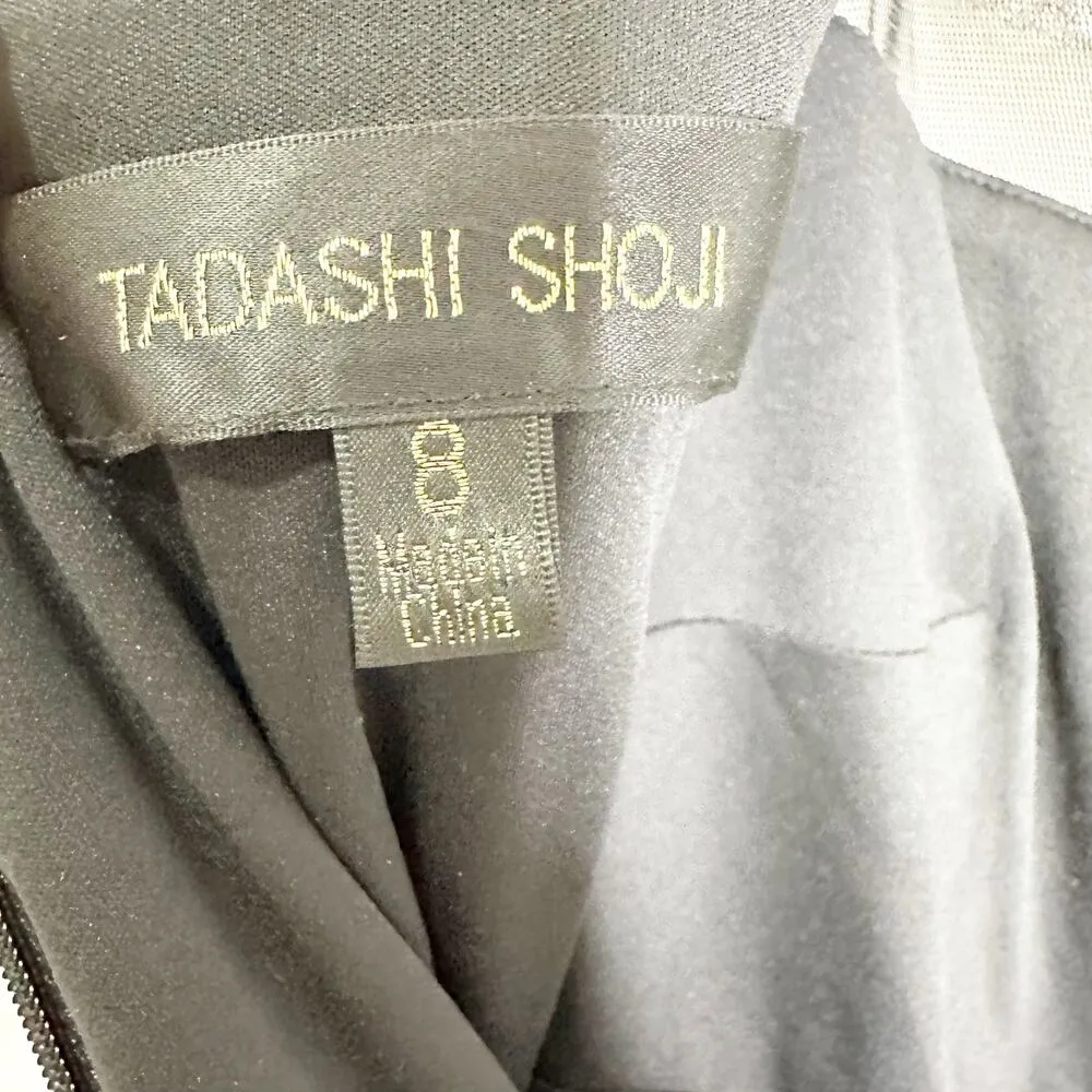 Tadashi Shoji Womens Dress Short Sleeve Embroidered Geometric Black Whi Size 8 - Image 7