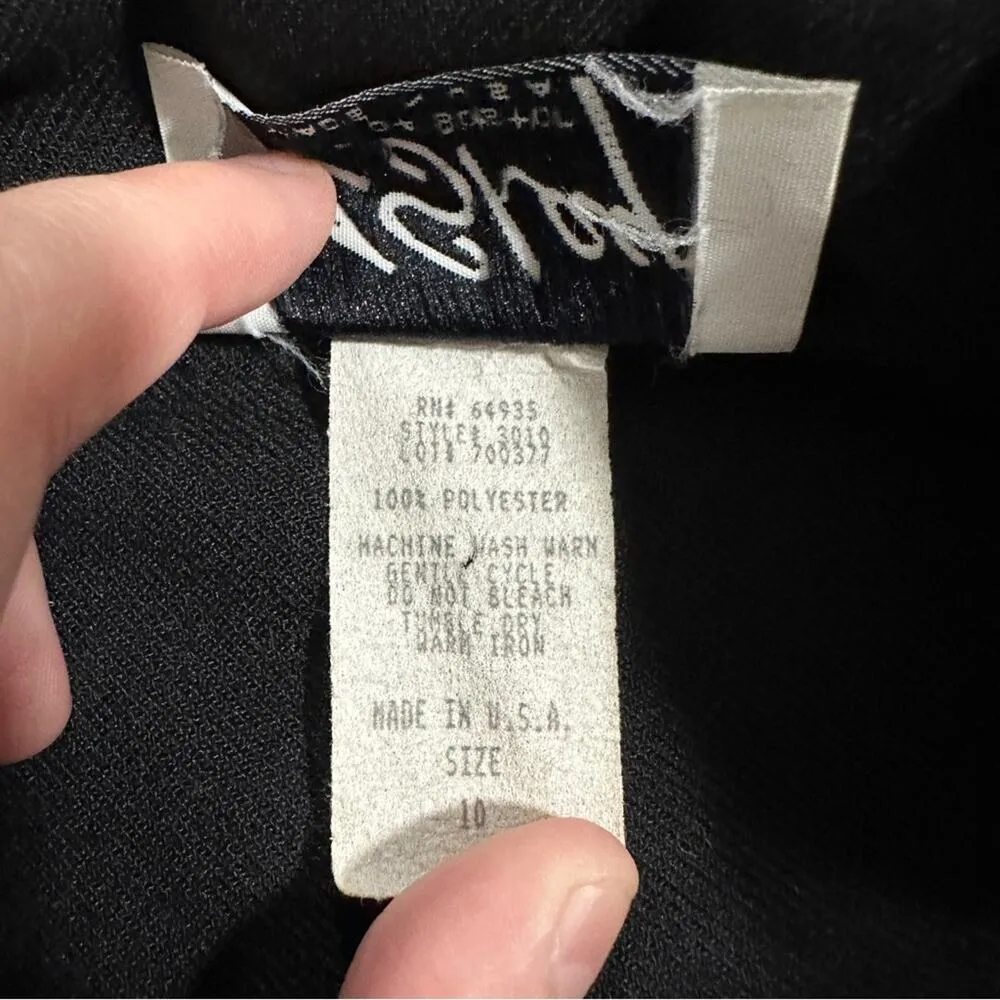 Vintage F. Shay Black Long‎ Sleeve Double Lapel Single Button Blazer Size 10 - Image 7