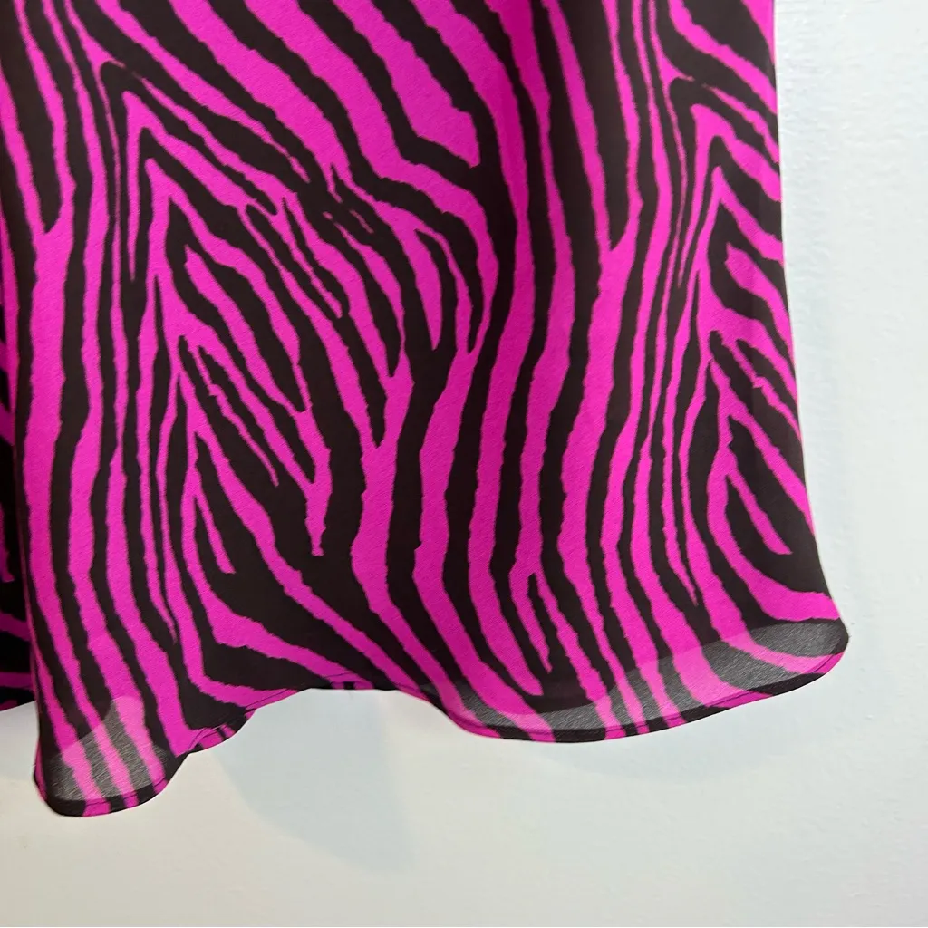 Vintage Express Pink Zebra Flowy Knee-Length Animal Print Skirt Size 9/10 MED - Image 11