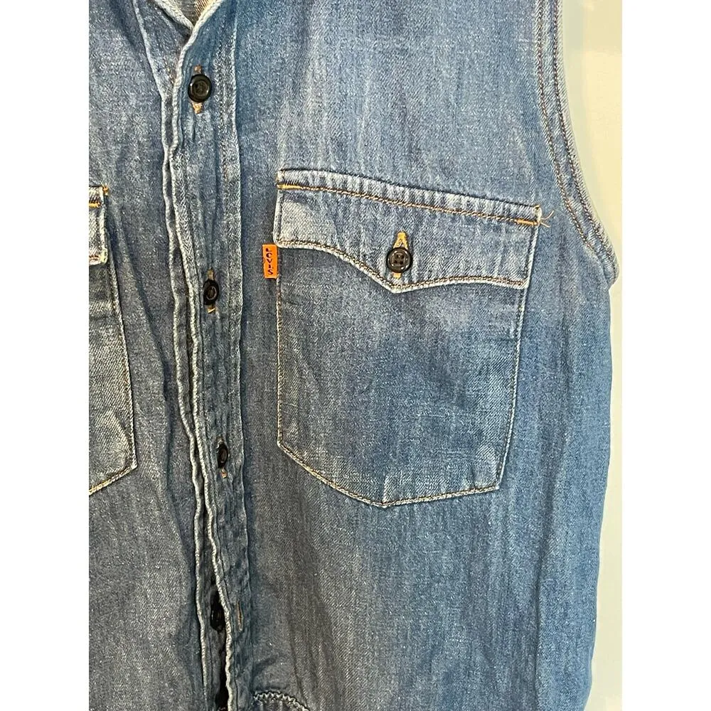 Vintage Levi’s Denim Romper Women XS Blue Orange Tab Retro 70’s Rare Western - Image 5