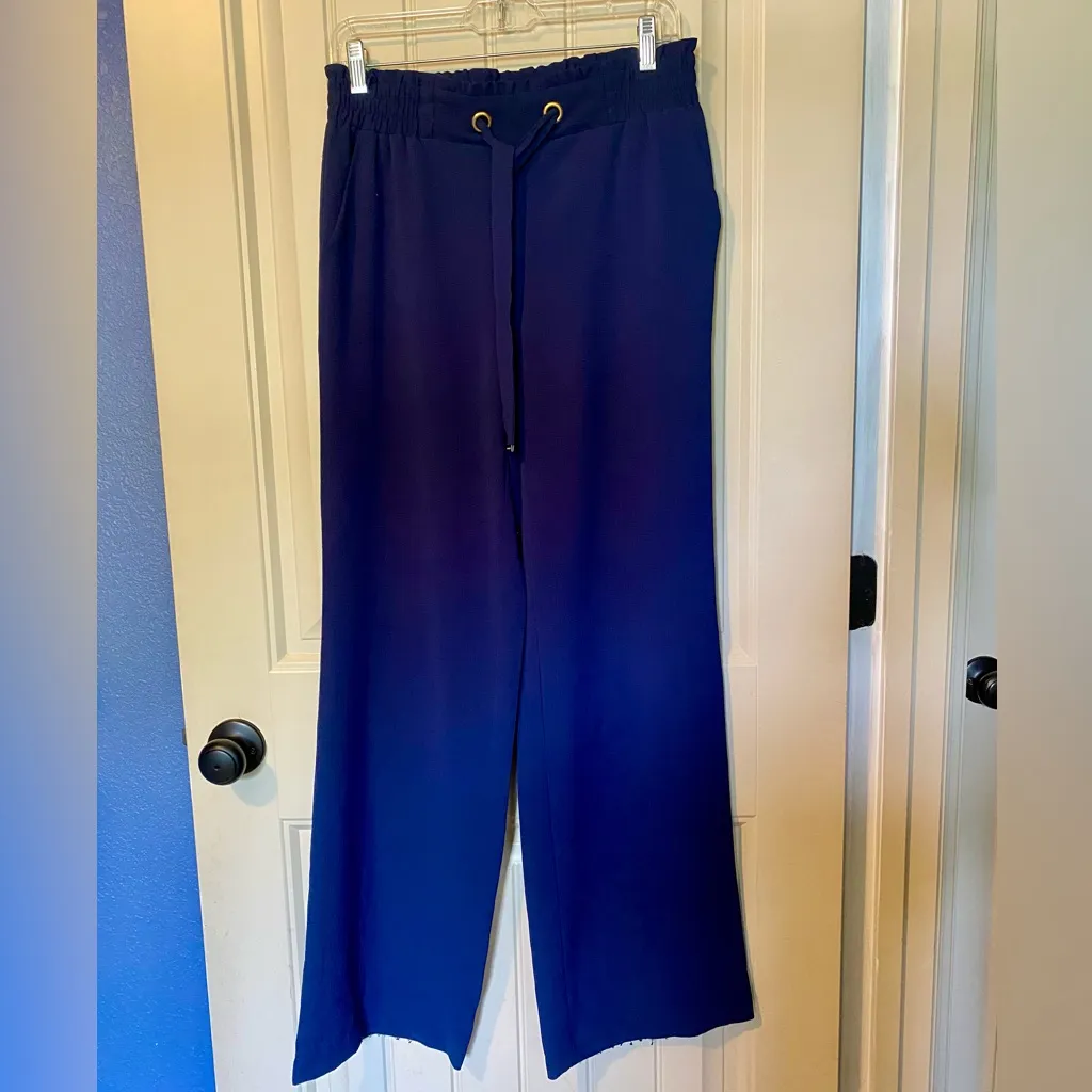Michael Kors Blue Tie Waist Wide Leg Trouser Dress Pants - Image 2