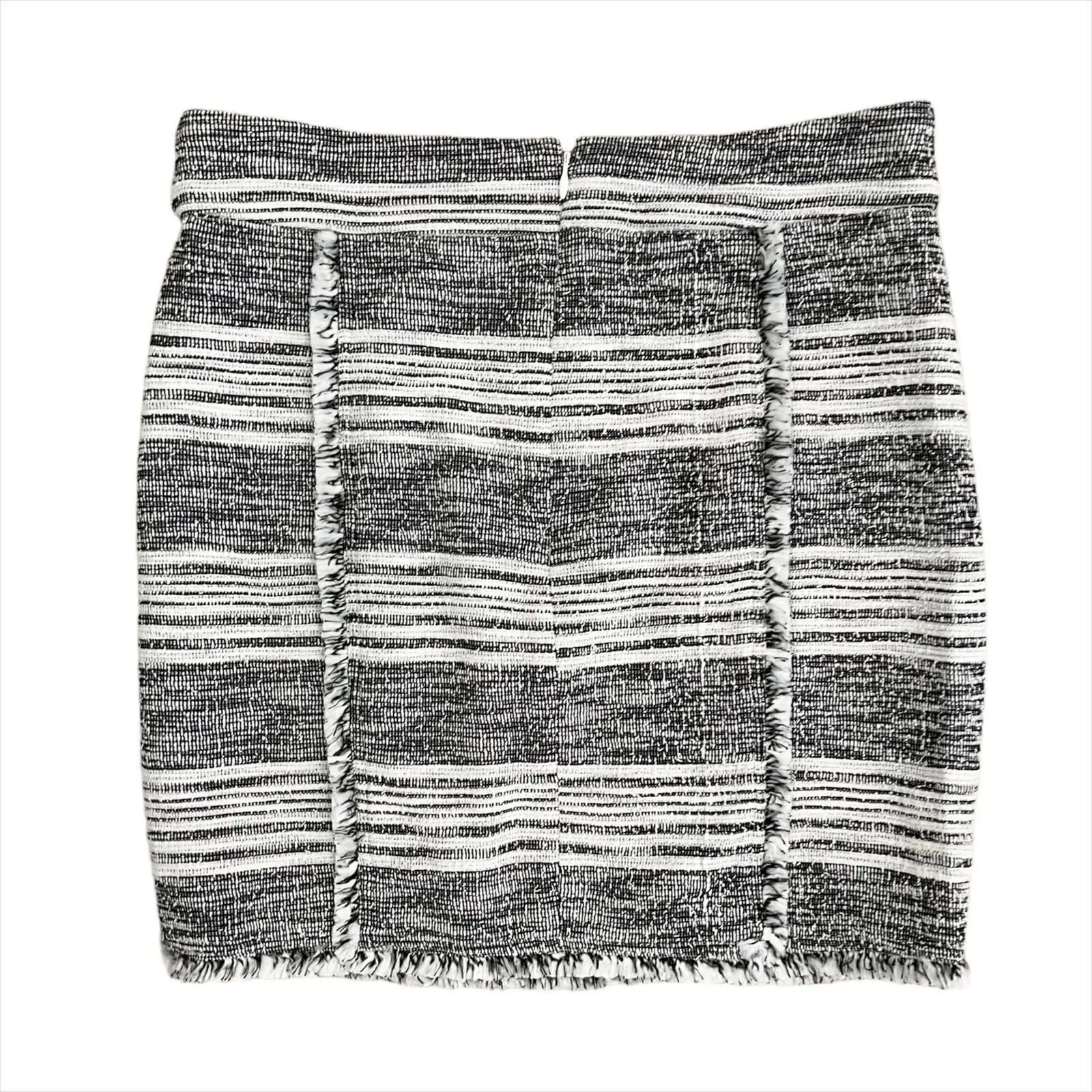 1. State Black & White Tweed Fringe Pencil Skirt Size 4 - Image 3