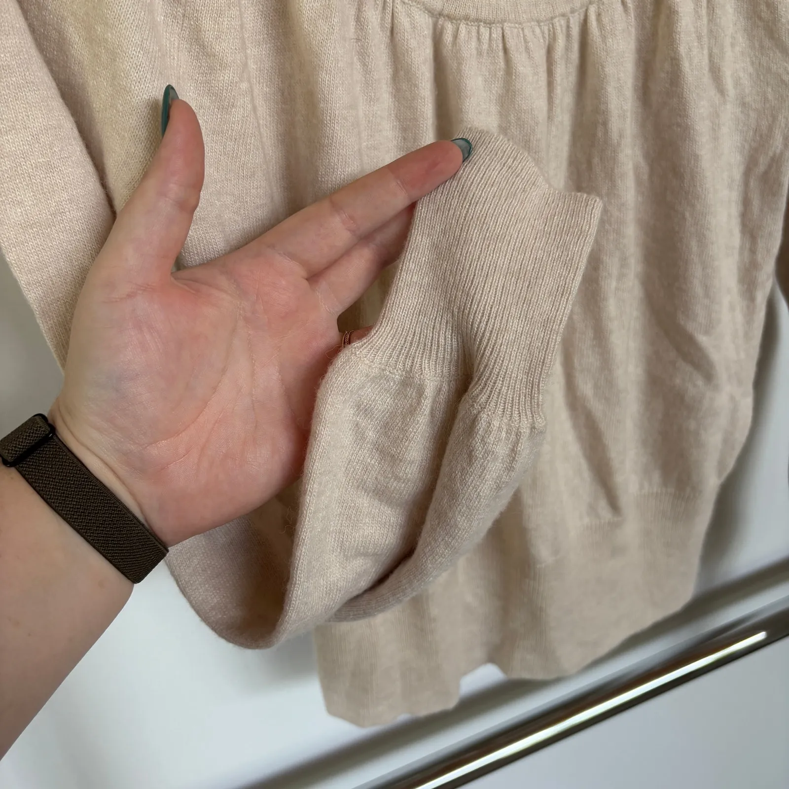 Madewell Cream Wool Blend Turtleneck Sweater Prairie Yoke Neck Minimalist XS - Image 5