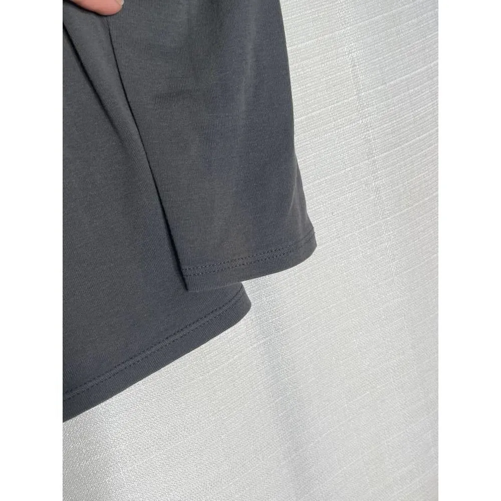 Lucy Paisley Floral Print Athleisure Top Womens Size S Long Sleeves Cotton Gray - Image 4