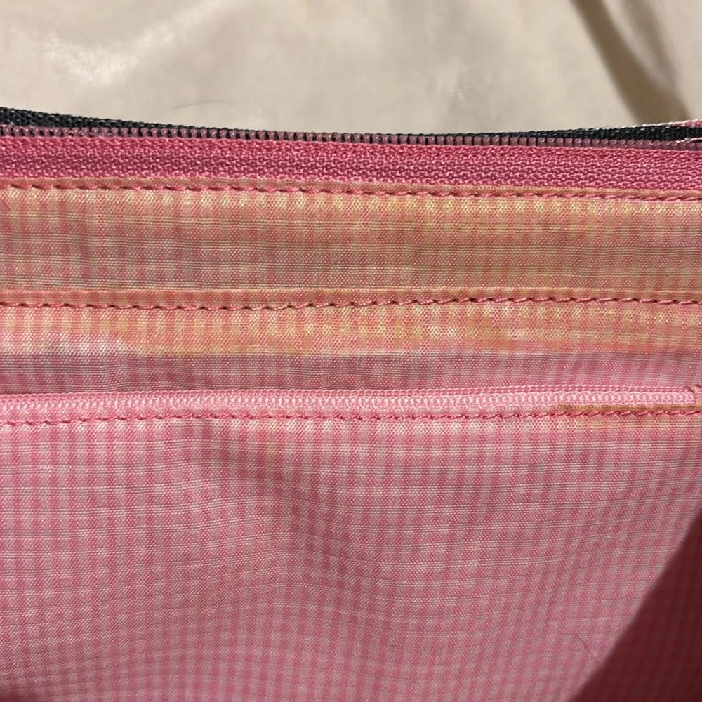 STRIPED MULTICOLORED SHOULDER BAG PINK GREEN BLUE CANVAS LIKE BAG THIN HANDLES - Image 8