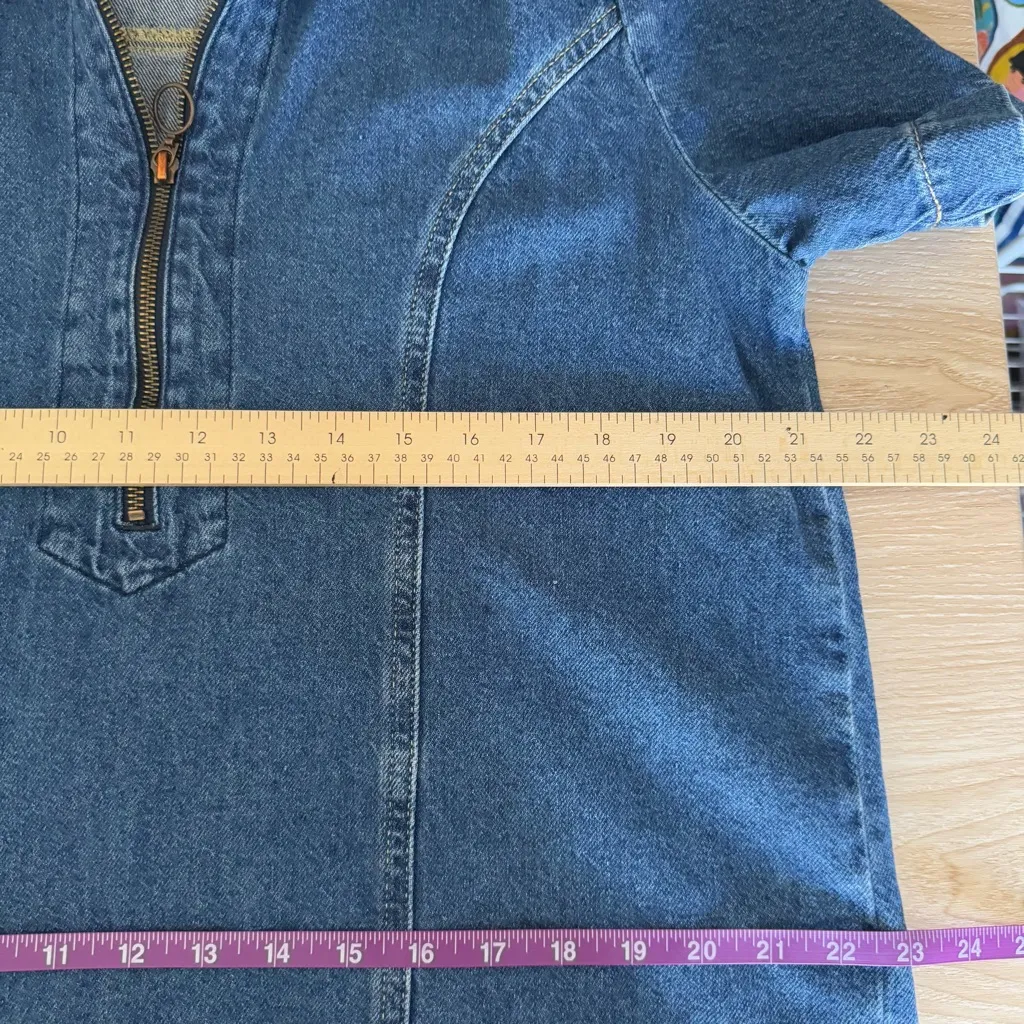 Reformation 12 Loeb Denim Mini Dress 1/4 Zip Up western country festival - Image 8