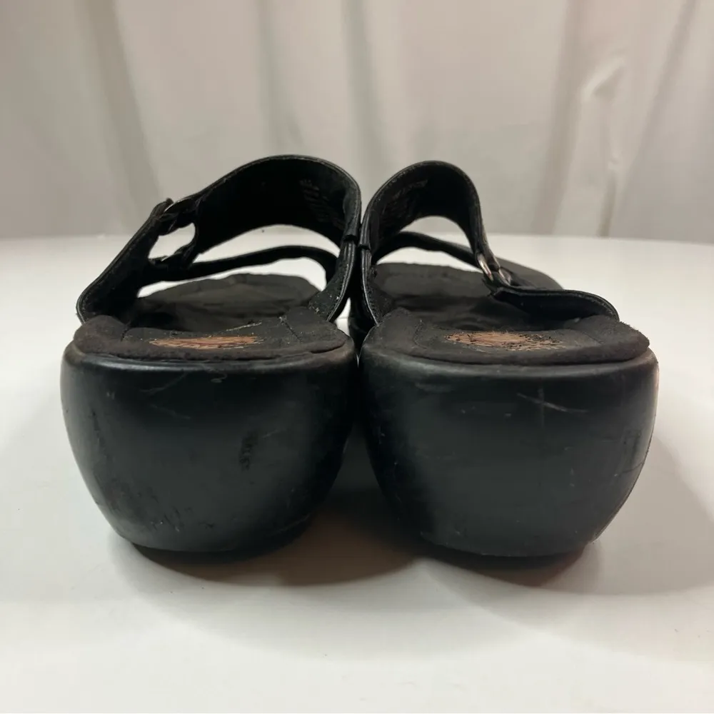 Earth Origins | Marjorie Black Leather Comfort First Chunky Sandal Heel 8 - Image 5