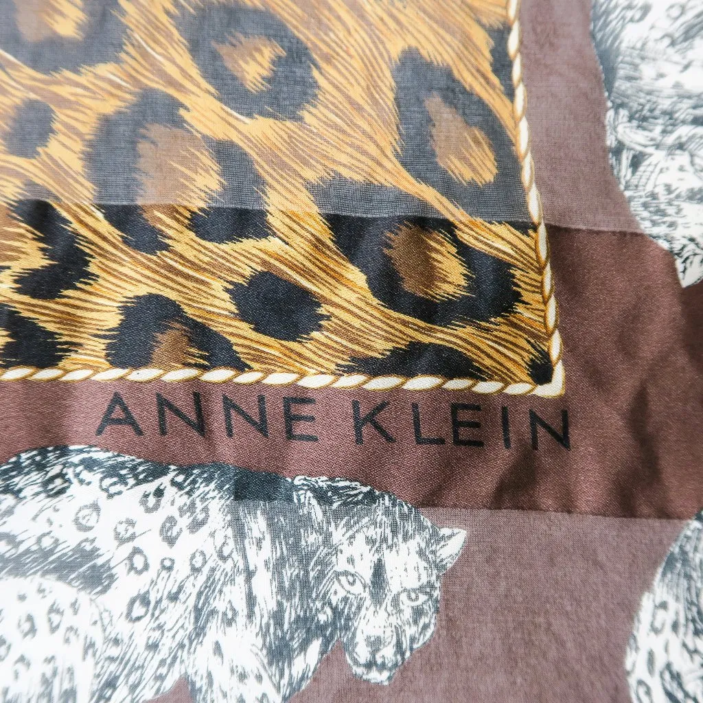 Vintage Anne Klein Leopard Square Scarf Wraps - Image 3