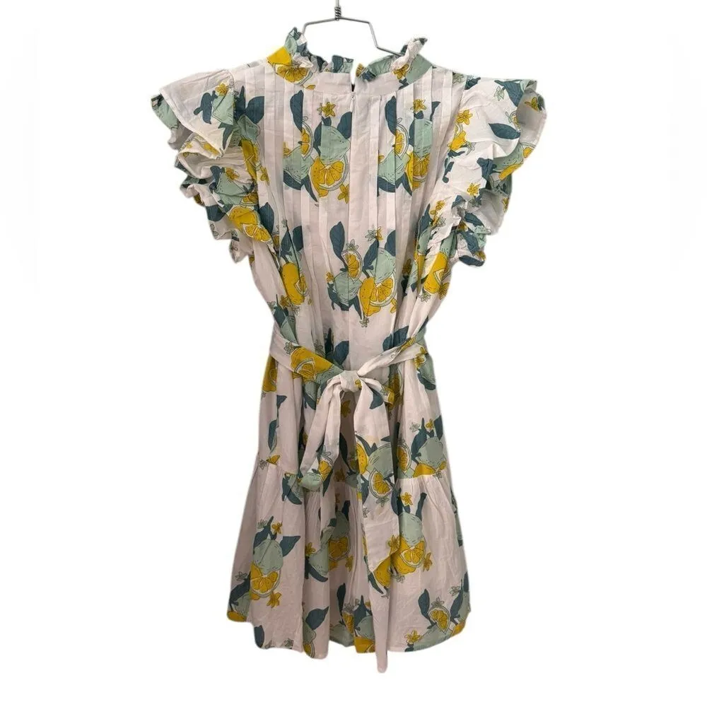 Victoria Dunn LEMON VICTORIA DUNN MINI TIE DRESS NWT M White Size M - Image 3