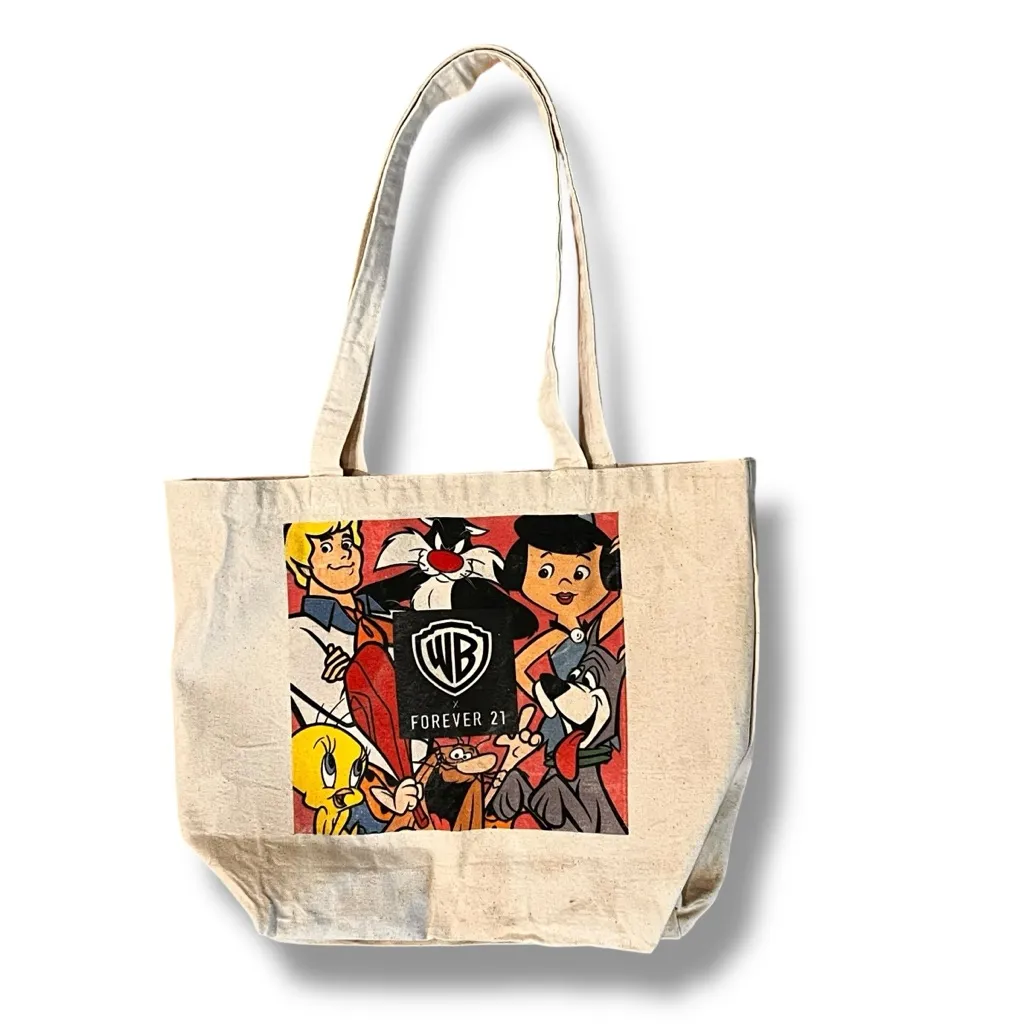 Warner Bro. Forever21 Collab Canvas Tote Bag -Shopping Bag Book Bag- RARE - Image 9