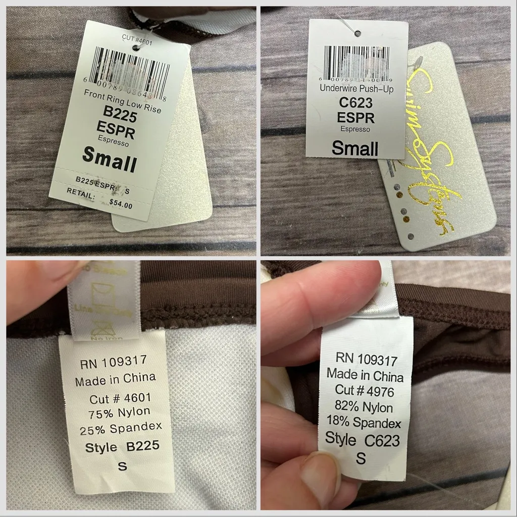 Swim Systems Brown Espresso Underwire Push Up Silver Tone Ring Bikini NWT Small - Image 11