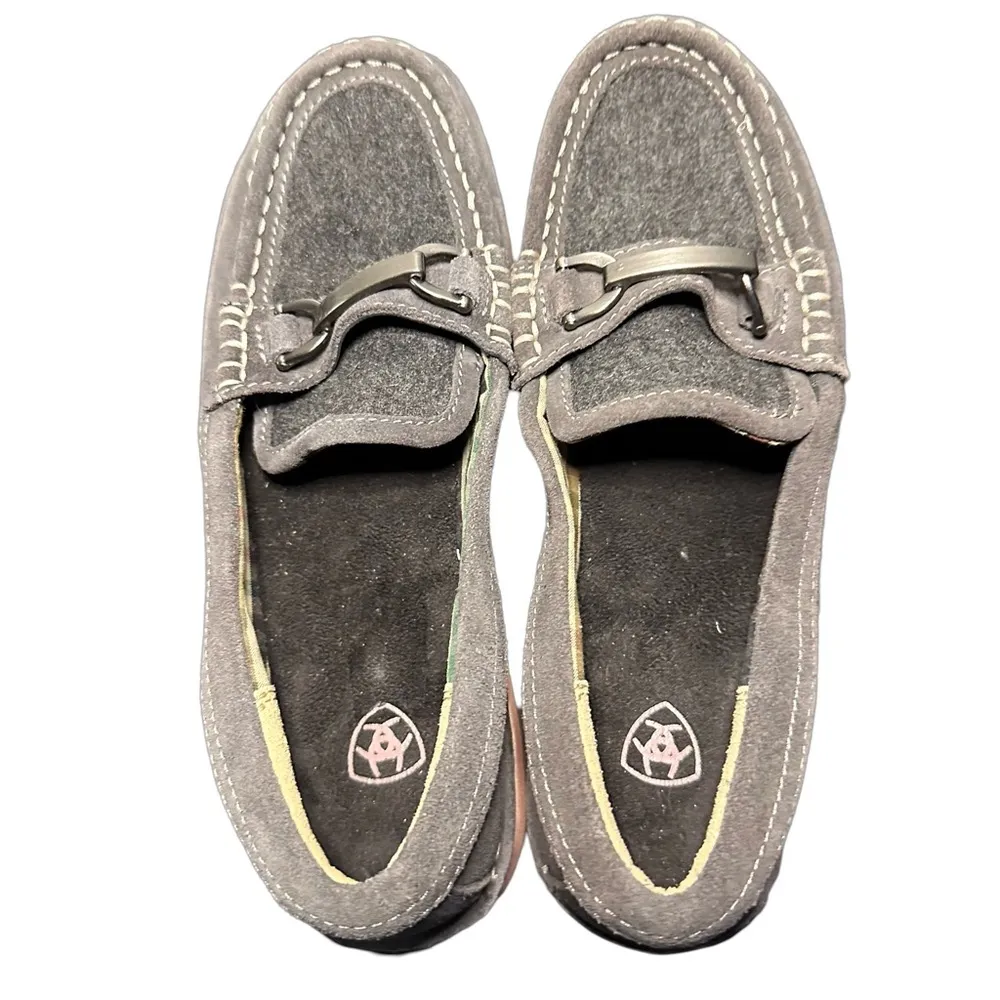 Ariat Womens Cruiser Grey Suede Moccasin Loafers Metal Horse Bit Detail 6.5 B - Image 6