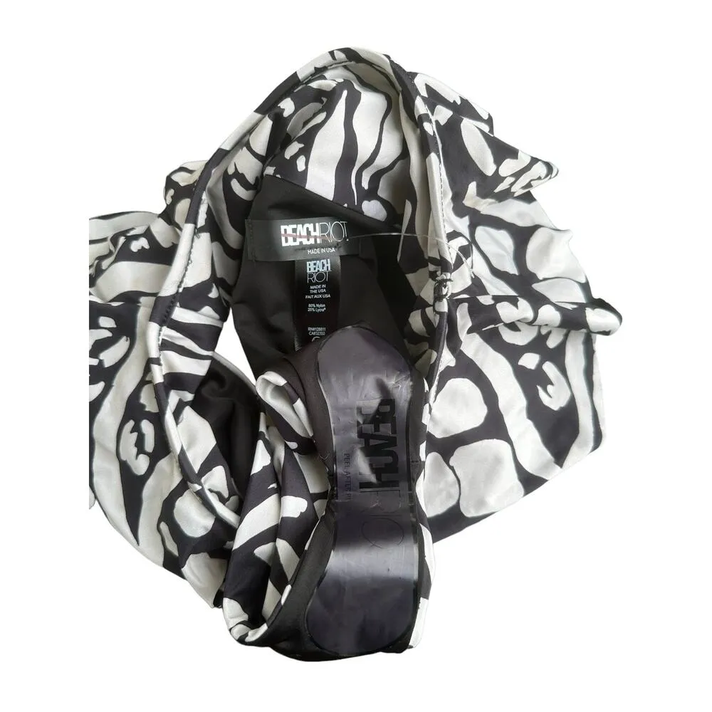 NEW Beach Riot Daisy Ruffle High Waist Bikini Bottom Black Cream Size XS - Image 6