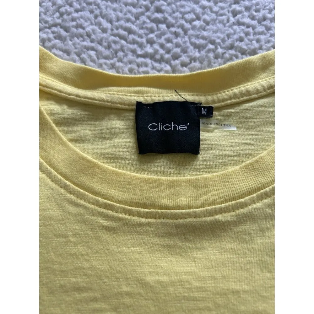 Cliche Women Short Pleated Sleeve Crew Neck Cotton Slub T - Image 5