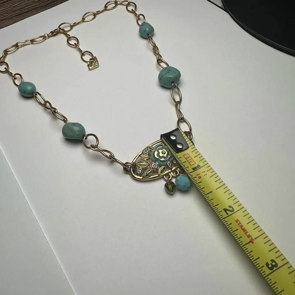 Swarovski Crystal Blue Bead & Enamel Necklace Gold Tone (Swan Signed) - Image 4