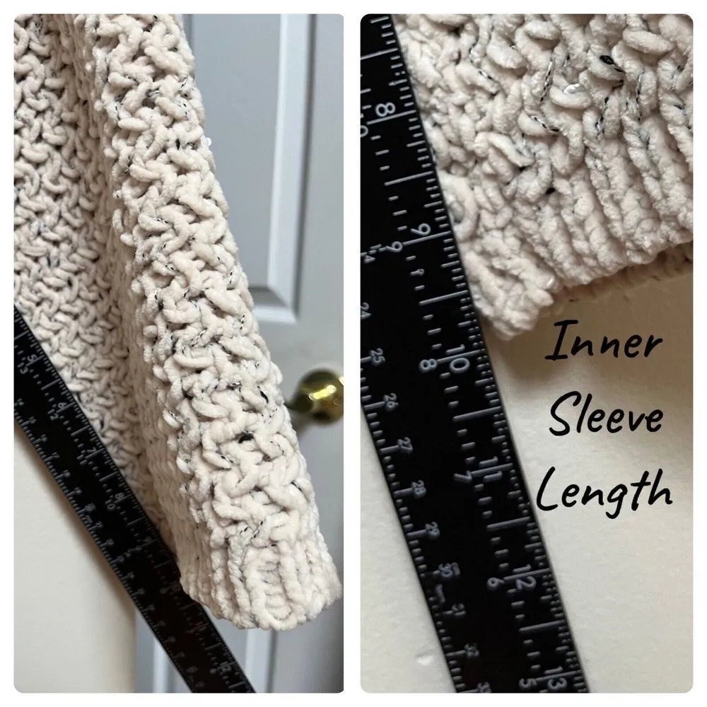 The Korner Open Knit Open Front Pockets Oversized Soft Longline Cardigan Size XS Tan - Image 9