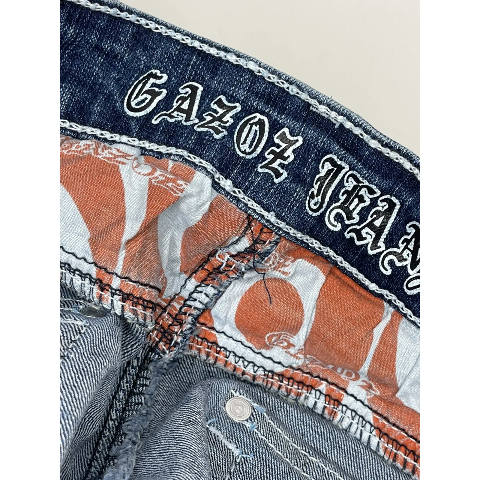 Gazoz Jeans Womens Size 8 Straight Leg‎ Denim Inseam 32" Cross Pants Blue - Image 5