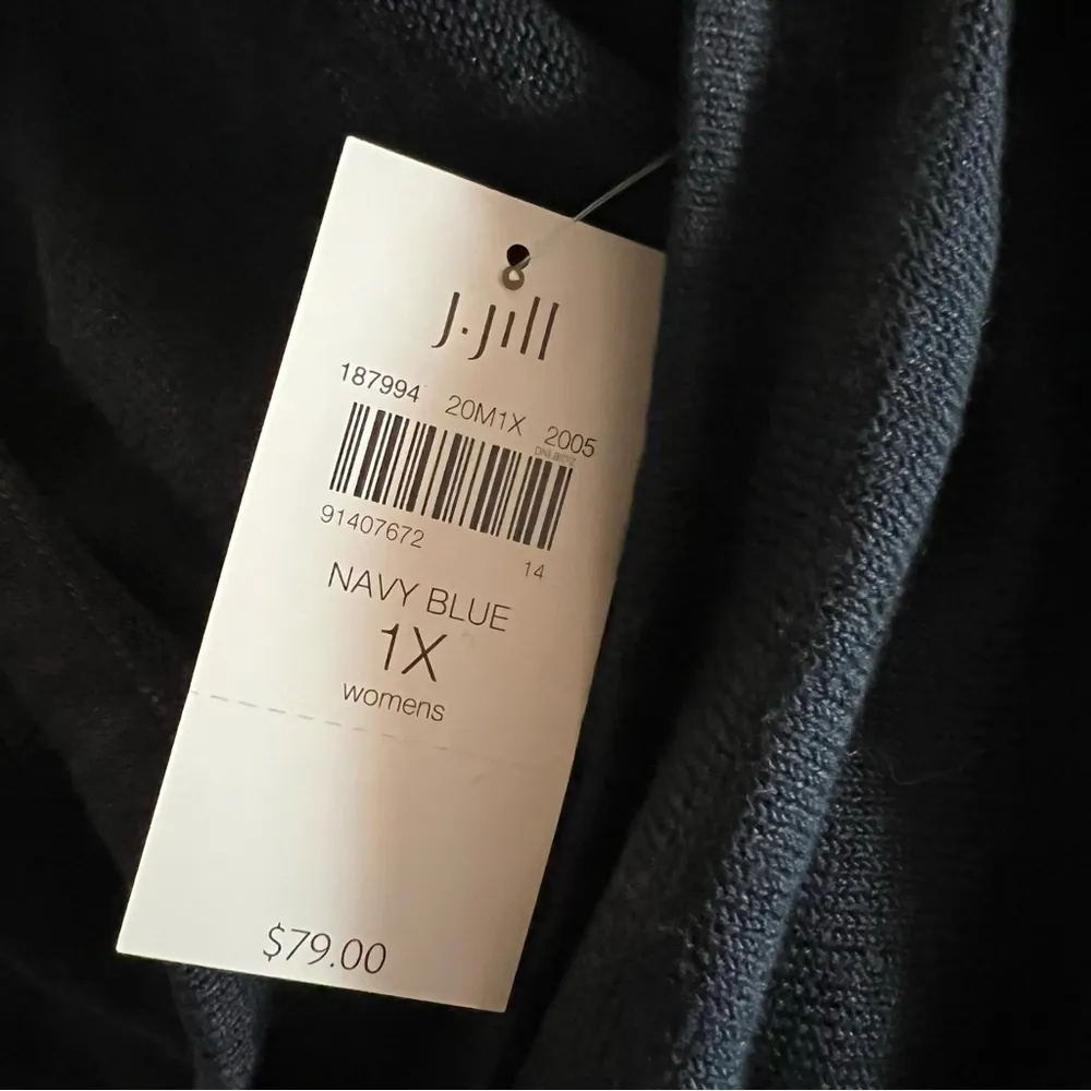 J.Jill Navy Linen Blend Knit Lightweight Sweater, Size 1X New w/Tag Retail $79 - Image 5