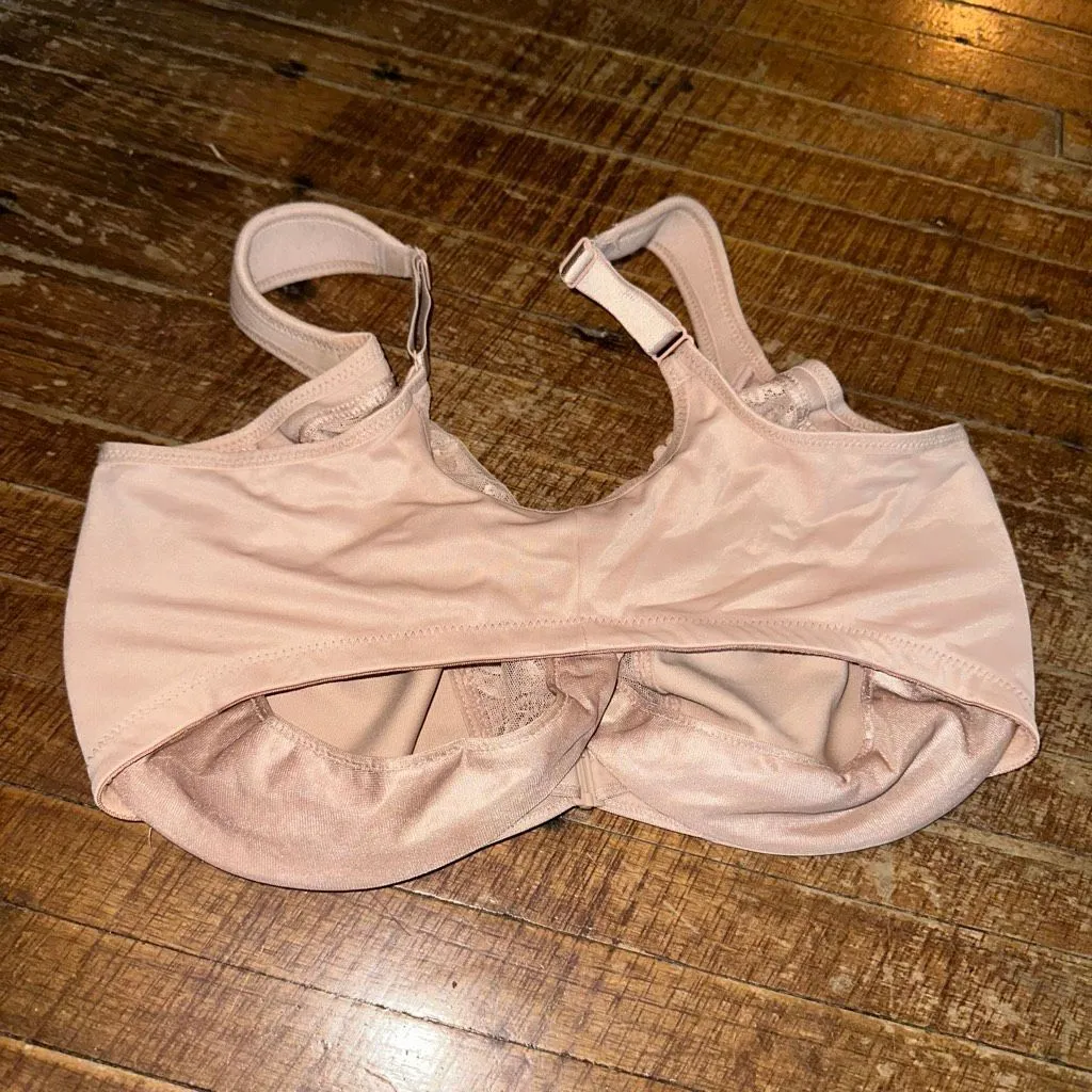 Glamorise nude Front Closure full figure 40G Lacy Bra Tan Size undefined - Image 2