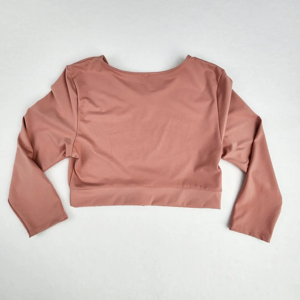 Victoria Sport Victorias Secret Long Sleeve Crop Top Size Large Pink Peach - Image 3