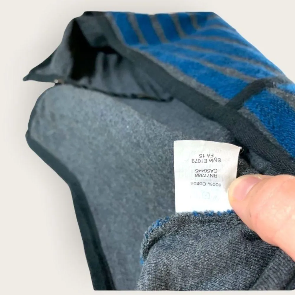 Top Blue and Gray Striped Back Zip Up Sweater 3/4 Sleeve Size S - Image 8