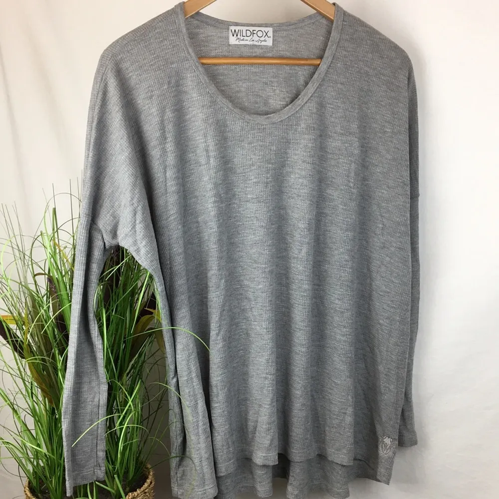 Wildfox Gray Oversized Long Sleeve Tee Shirt - Image 2