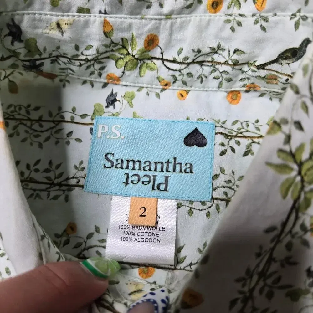 Samantha Pleet Scout Tie Bird Cutout Floral Dress Size 2 Green - Image 8