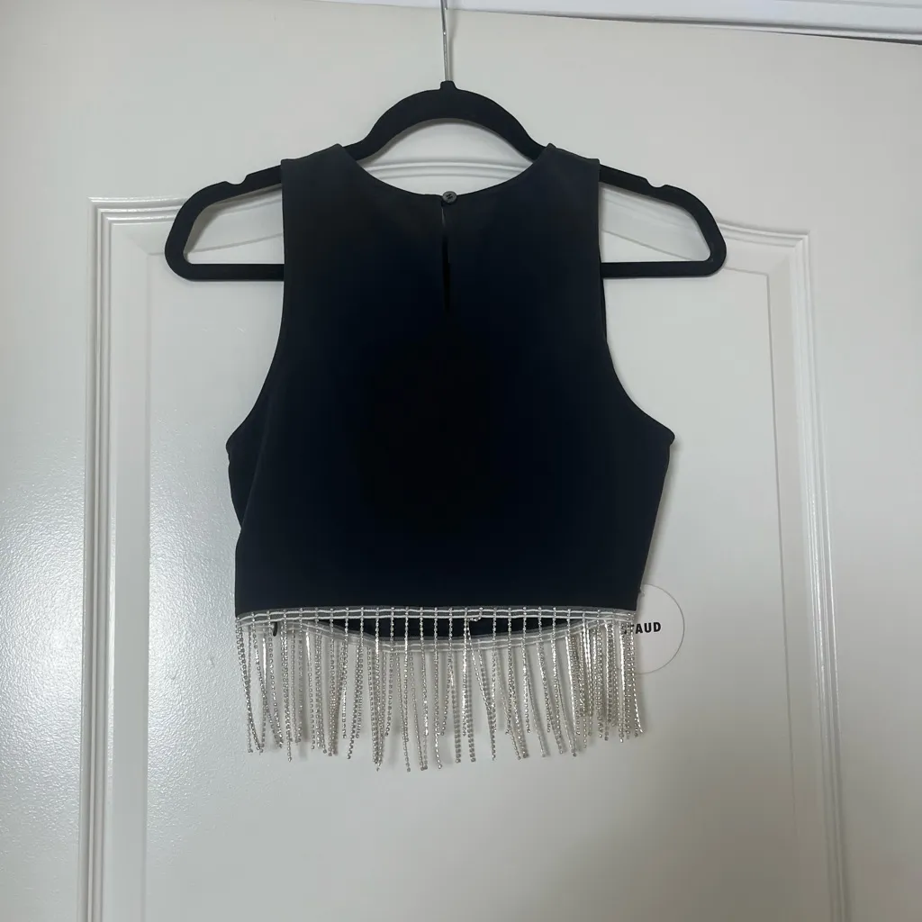 NWT STAUD Kaz‎ Black Fringe Top Size 6 - Image 3
