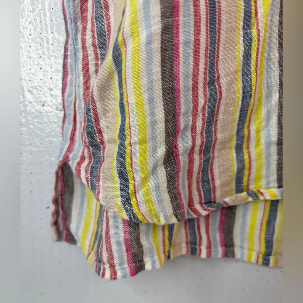Elan  M Linen Vertical Striped Multicolor Pocketed Mini Dress - Image 5