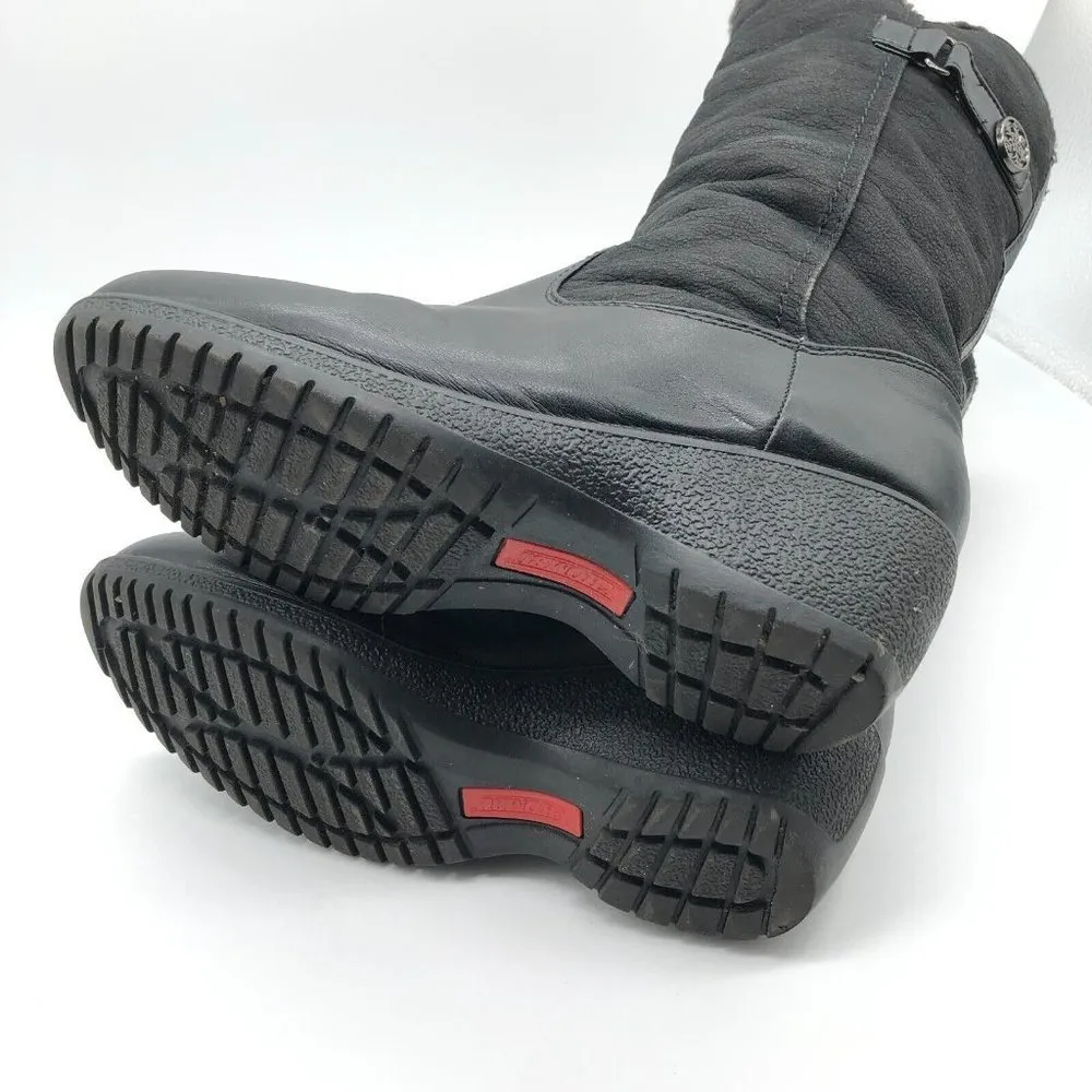 Khombu Womens Snowflake2 Winter Boots Faux Fur Lined Wedge Heel Zipper Black 8 - Image 5