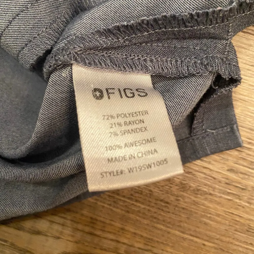 FIGS Women's size Small Heathered Gray Blue Casma Scrub Top V-Neck - Image 3