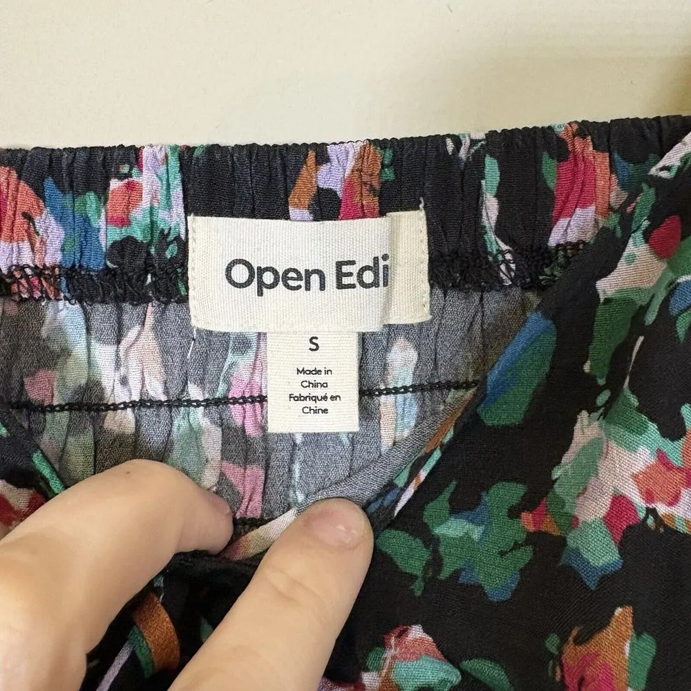 Open EDIT‎ Nordstrom Long Sleeve Corset Blouse Top Floral Black Small S - Image 4