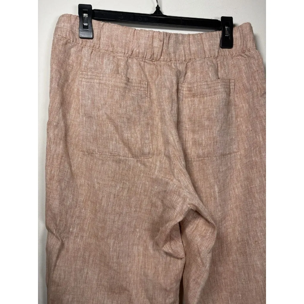 J JILL Pure Jill Size Small Linen Pants Rose Cropped Classic Casual Lagenlook Pink - Image 4