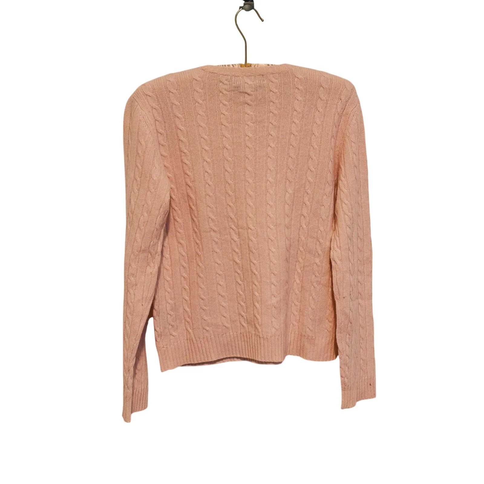 Ralph Lauren Green Label Womens Cashmere Cable-Knit Sweater Large Pink Vintage - Image 3