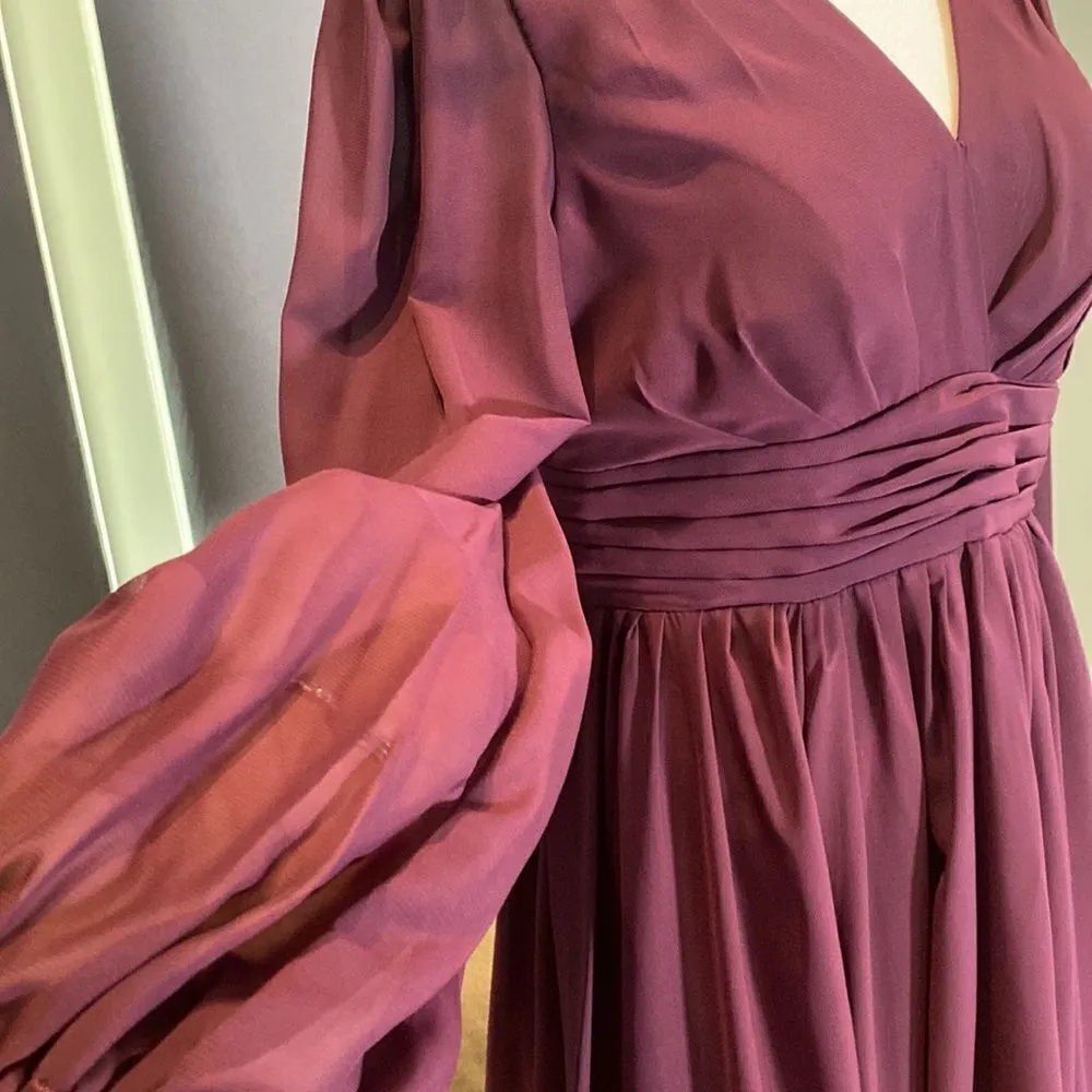 Women’s Purple Chiffon Full Length Dress with Corset Back Leg Slit Size M Size M - Image 4