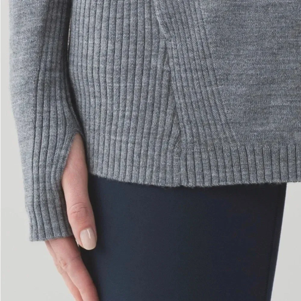 Lululemon sweat & savasana merino wool sweater cowl neck $148 fall gray - Image 4