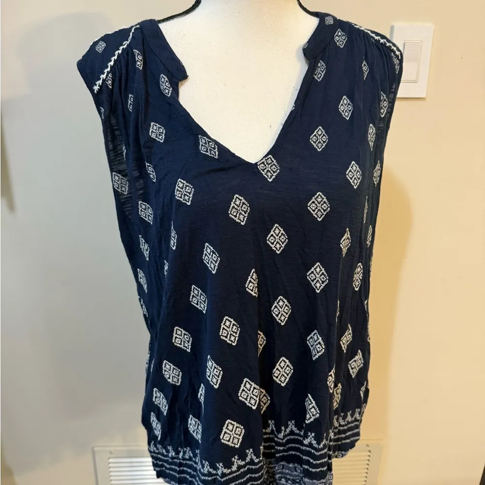Lucky brand | Navy Blue Patterned top - Image 2