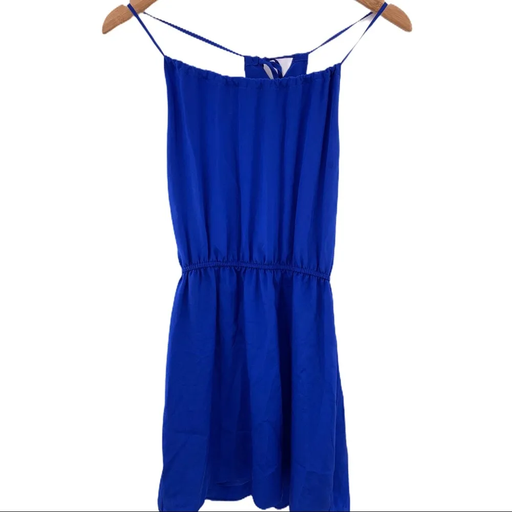 Aaron Ashe blue silk Naples tie back dress - Image 3