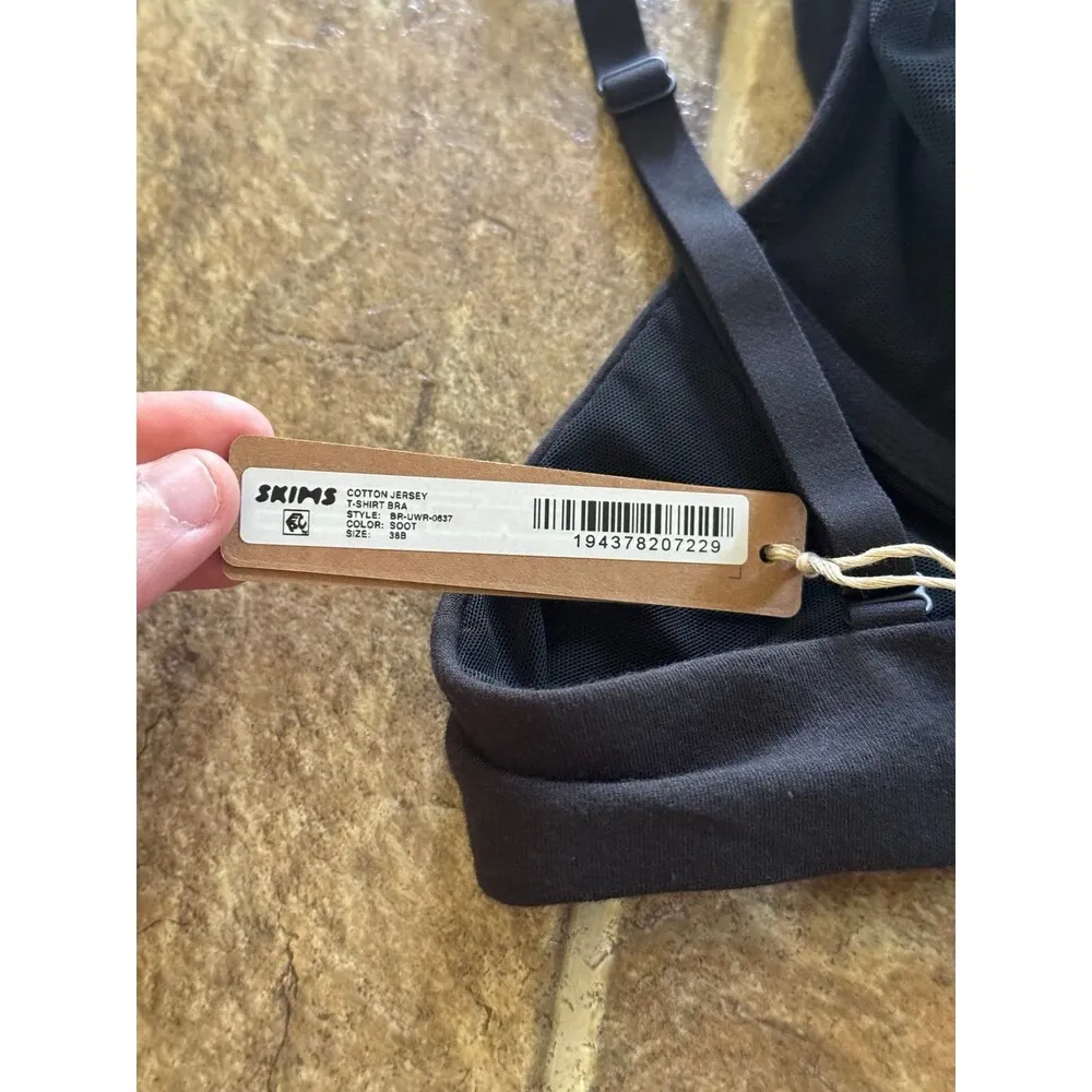 Skims Cotton Jersey T-shirt Bra Soot Size 38B - Image 7