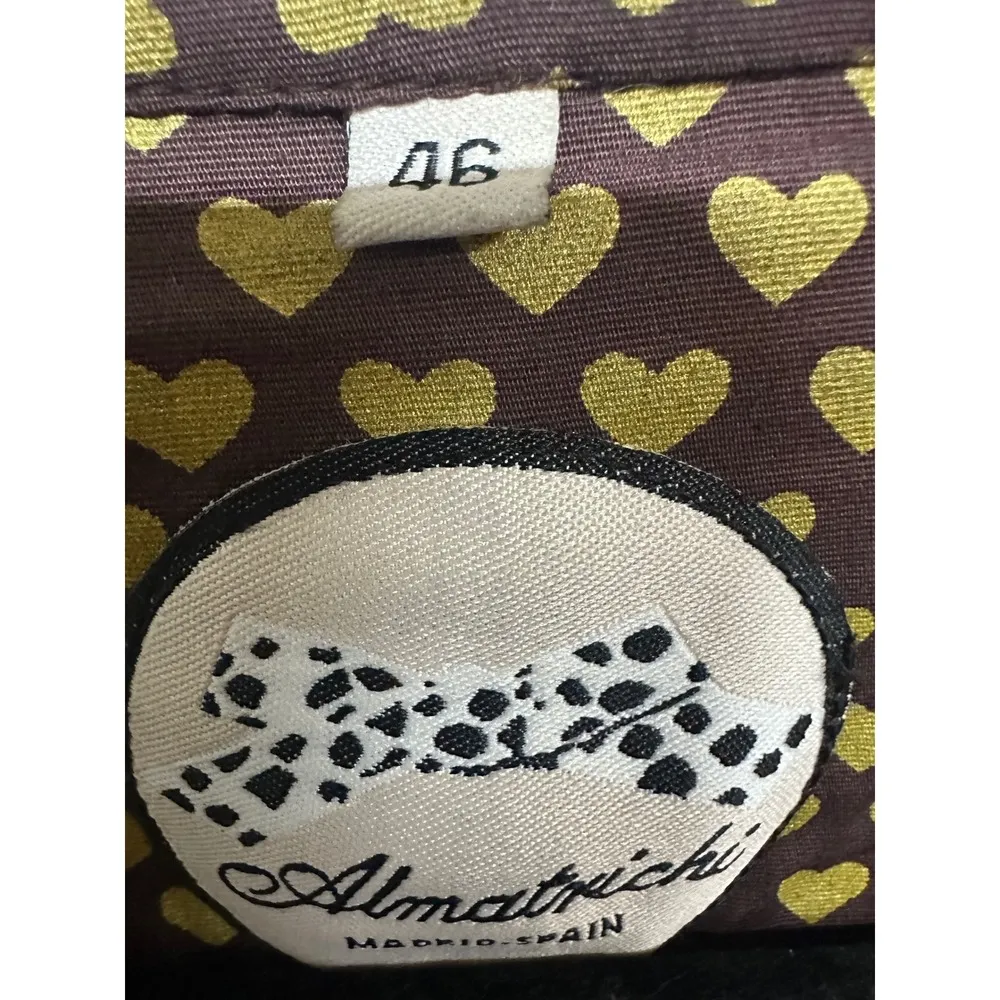Almatrichi Dress Brown Gold Heart Ruffle Made In Madrid Spain 46 (US 12) - Image 6