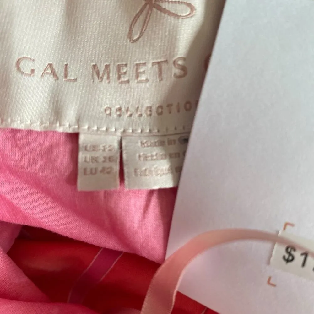 Gal Meets Glam Ariel Stripe Belted Dress NWTs Apricot Orange Pink size 12 - Image 9