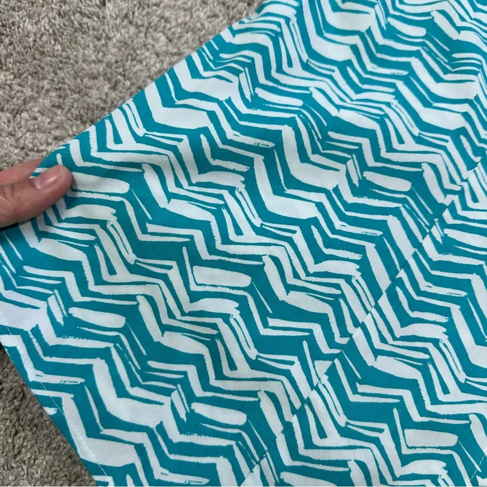 Chico’s No-Iron 100% Cotton Button Down Shirt Top Flame Stitch Print Blue 0/US S - Image 7