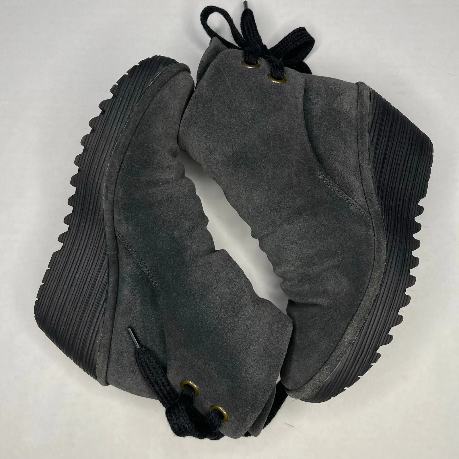 FLY London Yama suede wedge ankle boots size 37 gray - Image 3