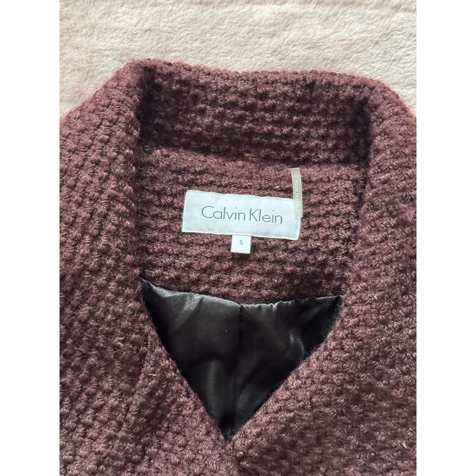 Calvin Klein Womens Belted Jacket Pea Coat Brown‎ Size Small - Image 4