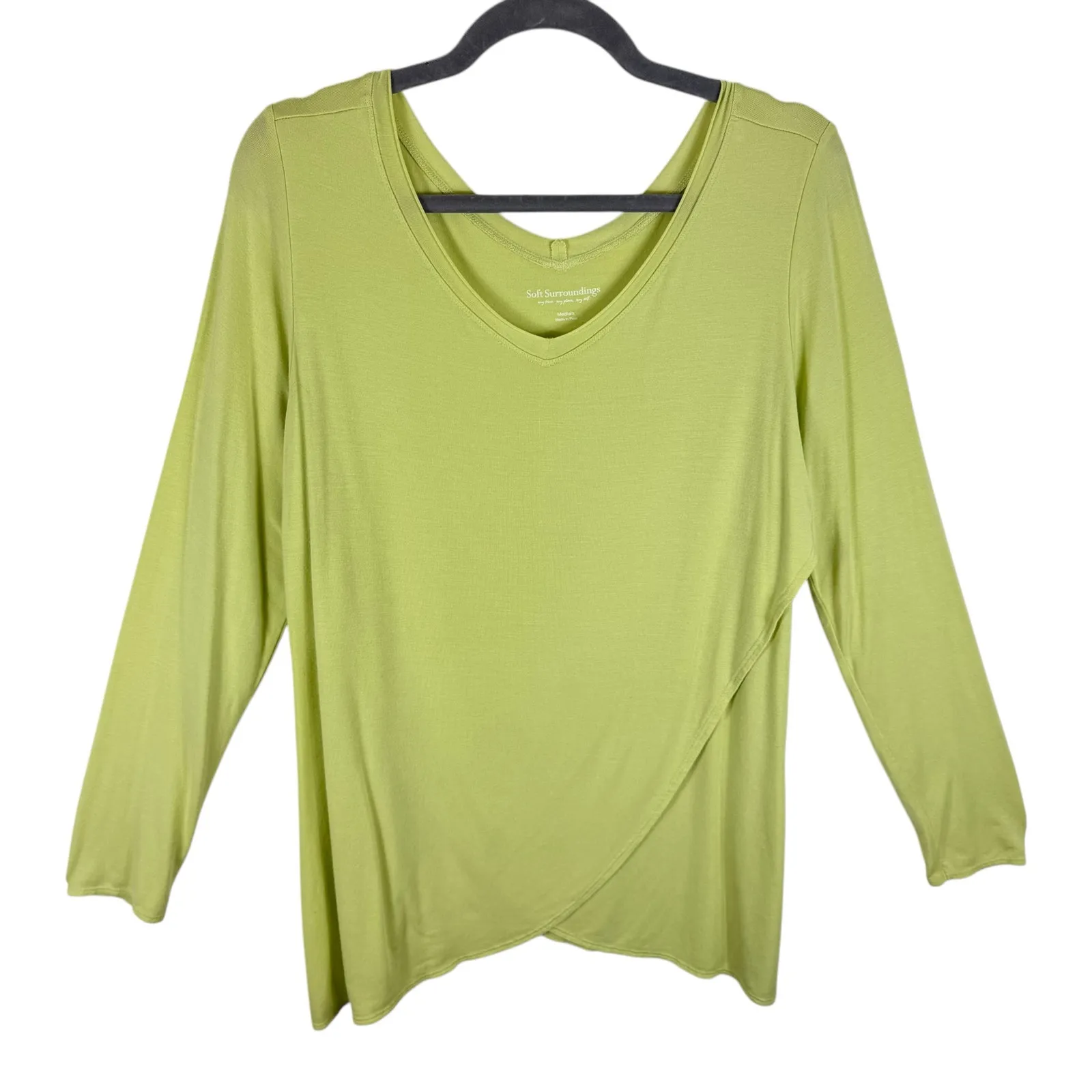 Soft Surroundings Yellow Long Sleeve V-Neck Soft Stretchy Modal Top Size M - Image 1