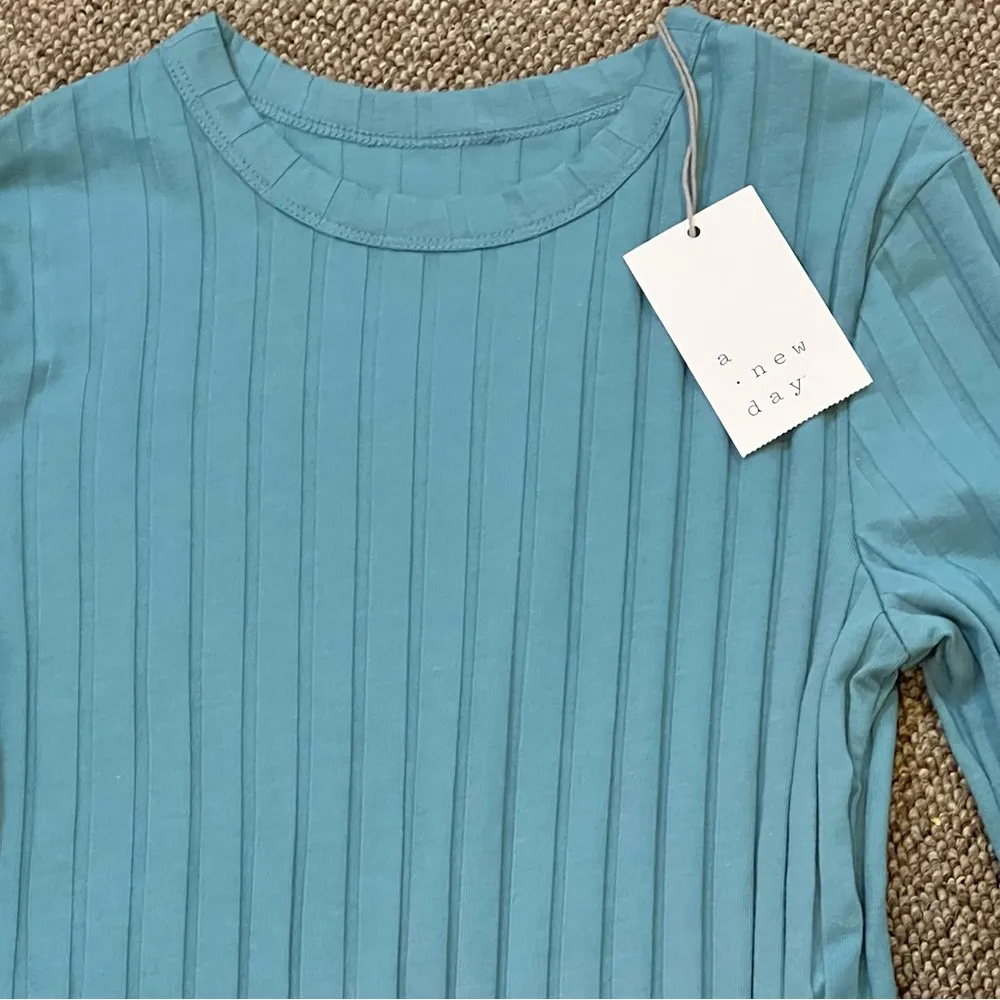 A NEW DAY long sleeve blue ribbed top shirt XS extra small new with tags - Image 5