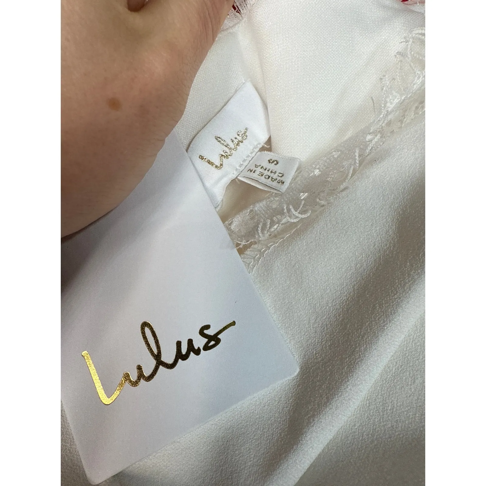 NWT Lulus Forever Beloved White Lace Cap Sleeve Mermaid Dress Bridal Bride Sz S - Image 6